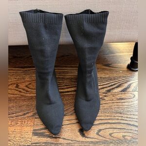 Black Knit Stretch Heel Boots Size 6.5 Womens